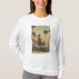 Küstenlinieansicht von indischem Fluss mit Palmen T-Shirt