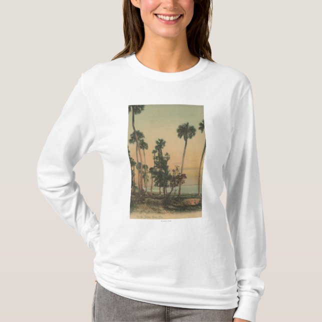 Küstenlinieansicht von indischem Fluss mit Palmen T-Shirt (Vorderseite)