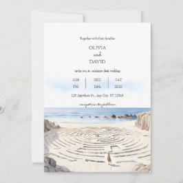 Küstenmeer Labyrinth bei Hochzeit am Meer Einladung