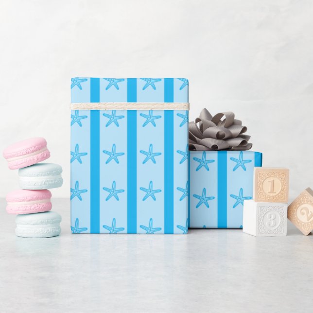 Küstenmeer-Sterne & Streifen Nahtlose Sommergesche Geschenkpapier (Babyparty)