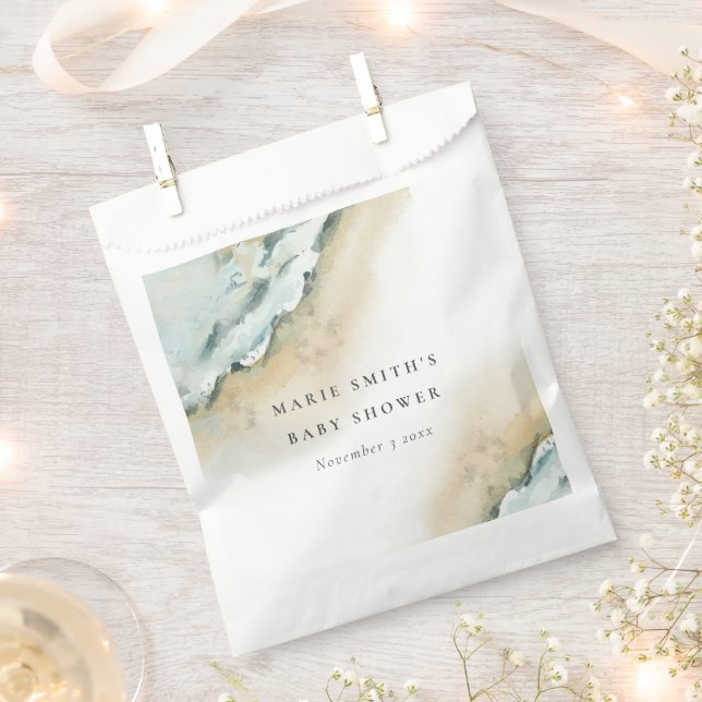 Küstenmeer Waves Sand Beach Nautical Baby Dusche Geschenktütchen (Ausgeschnitten)