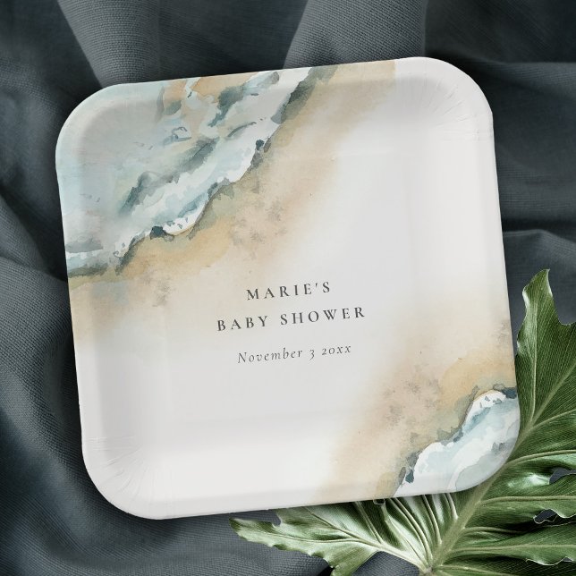 Küstenmeer-Waves Sand Beach Schönheit Hochzeit Pappteller (Von Creator hochgeladen)