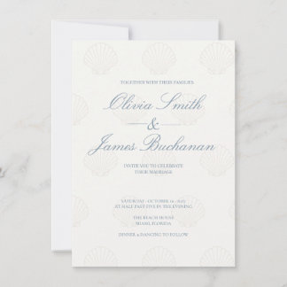 Küstenminimalistische Muschel-Hochzeitseinladung