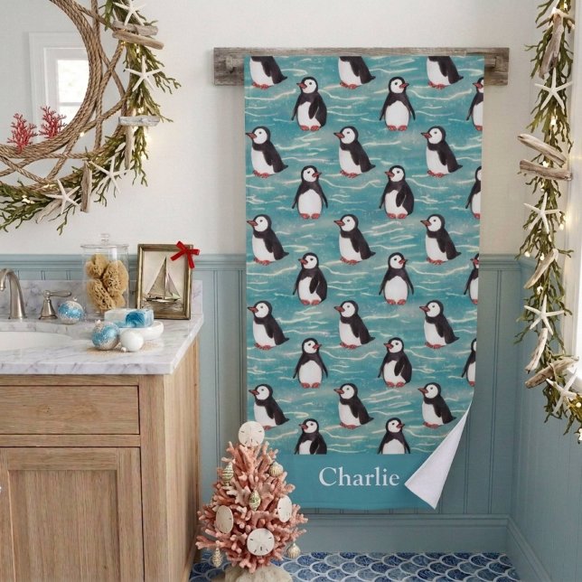 Küstennachwuchs Pinguin Kinder Badehandtuch (Von Creator hochgeladen)