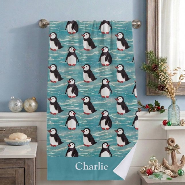 Küstennachwuchs Pinguin Kinder Strandtuch (Von Creator hochgeladen)