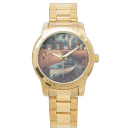 Küstennähe: Leuchtturm und Rowboat Armbanduhr