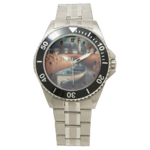 Küstennähe: Leuchtturm und Rowboat Armbanduhr