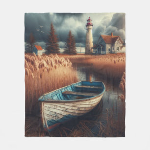 Küstennähe: Leuchtturm und Rowboat Fleecedecke