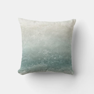 Küstennahe Meeresschaum-Taupe- und Blaue Spritzer Kissen