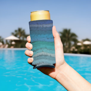 Küstennaher Bach Salzige Wellen auf Schwarz  Selters Dosenkühler