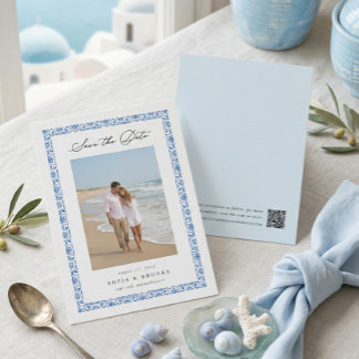 Küstennahes blaues mediterranes Foto Save The Date