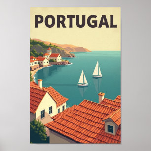 Küstennahes Portugal – Retro-Strandflucht Poster