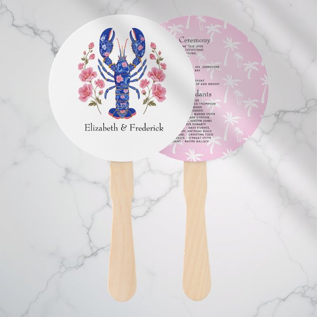 Küstennautisches Strandhochzeitsprogramm Fächer (Coastal Nautical Beach Wedding Program Hand Fan)