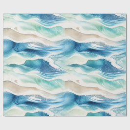 Küstenozeanwellen Wasserfarben-Geschenkpapier Geschenkpapier