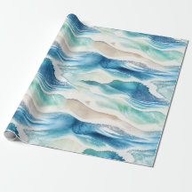 Küstenozeanwellen Wasserfarben-Geschenkpapier