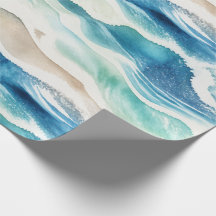 Küstenozeanwellen Wasserfarben-Geschenkpapier