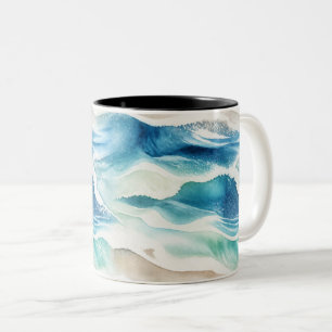 Küstenozeanwellen Wasserfarben Tasse