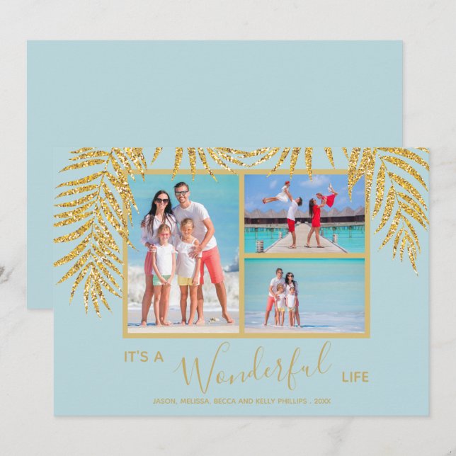 Küstenpalmen Foto Collage Weihnachten (Vorne/Hinten)