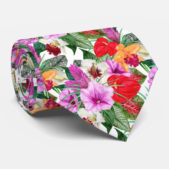 Küstenparadies Blüten Krawatte (Gerollt)