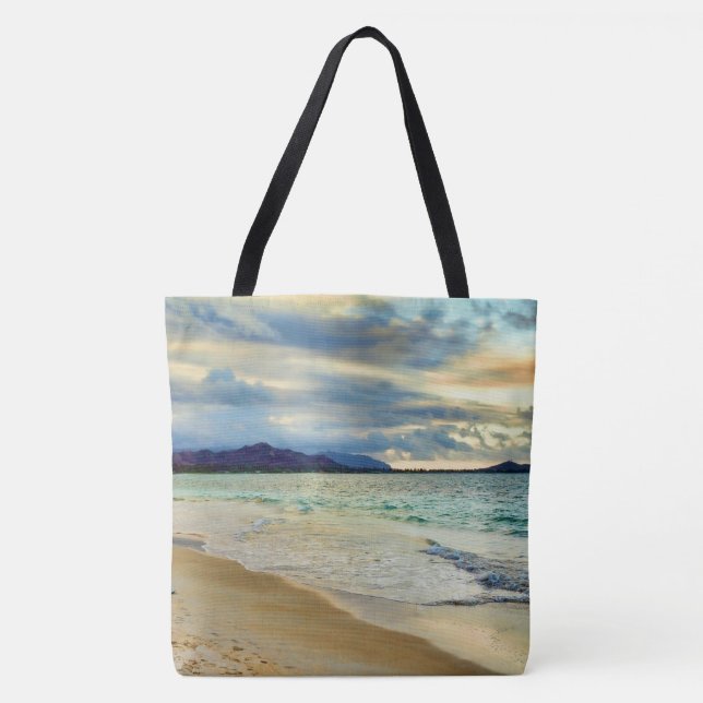 Küstenparadies-Sonnenuntergang-Glühen-Foto Tasche (Vorderseite)