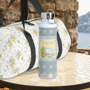 Küstenriviera-Monogramm-Fliesen-Limonen-Muster Trinkflasche