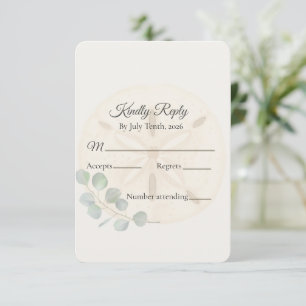 Küstensanddollar-Hochzeit RSVP Karte