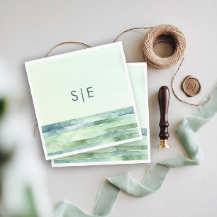 Küstensandstrand-Gezeitenpool-Meergrüne-Streifen-H Serviette