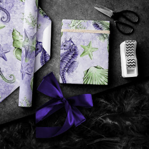 Küstenschick Lila und Limettengrüne Party Geschenkpapier