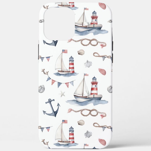 Küstenschifffahrt 4. Juli-Segelboote Leuchtturm  Case-Mate iPhone Hülle (Rückseite)