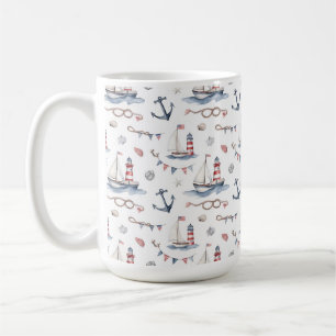 Küstenschifffahrt 4. Juli-Segelboote Leuchtturm Kaffeetasse