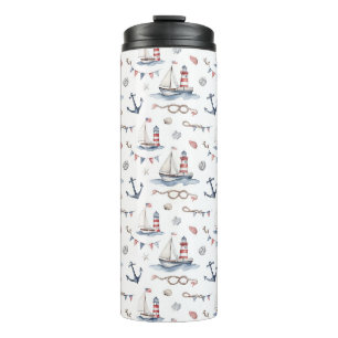 Küstenschifffahrt 4. Juli-Segelboote Leuchtturm  Thermosbecher