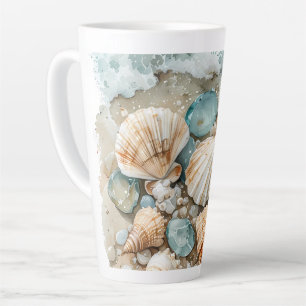 Küstenschnecken-Aquarell-Treibholz-Szene Milchtasse