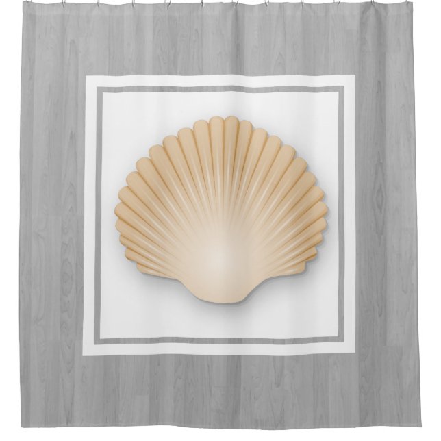 Küstenseashell-Grau-Planken Duschvorhang (Vorderseite)