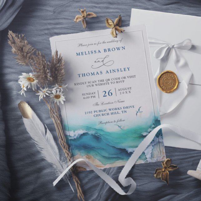 Küstensee das Reiseziel QR-Code Hochzeit Einladung (Von Creator hochgeladen)