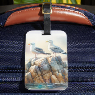 Küstenseemöwen Aquarell-Seelandschaft Gepäckanhänger