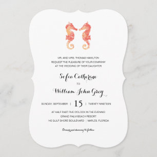 KüstenSeepferdWatercolor Wedding   Einladung