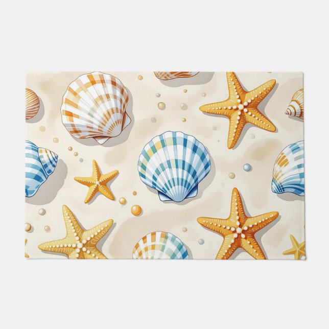 Küstenseeschnecke Seestern Strand Muster Fußmatte (Vorderseite)