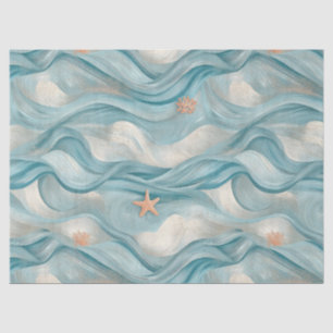 Küstenseestern auf Aqua-Sandwellenmuster (9) Seidenpapier