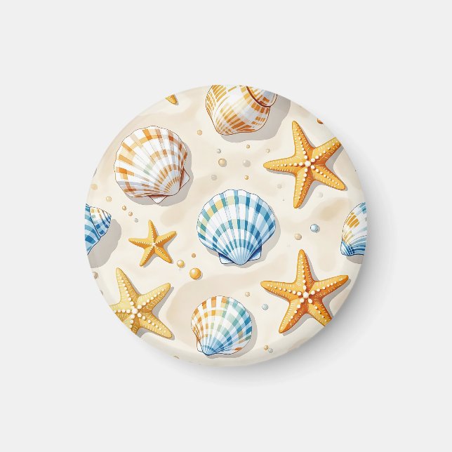 Küstenseesterne Strand Muster Magnet (Vorne)