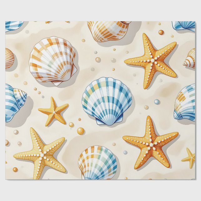 Küstenseesterne Strandmuster Geschenkpapier (Flach)