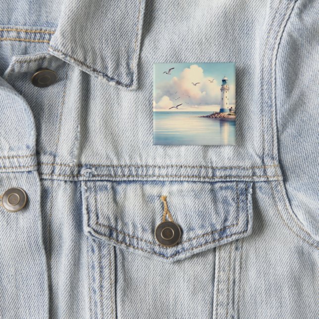 Küstenseezeichen Möwen Pastellhimmel Gelassenheit Button (Beispiel)