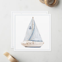 Küstensegelboot mit blau gestreifter Segel-Persona