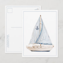 Küstensegelboot mit blau gestreifter Segel-Persona