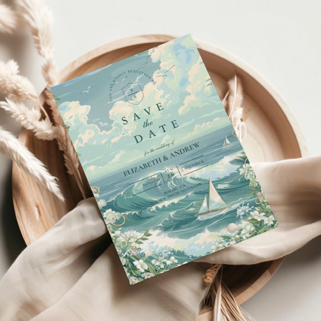 Küstensegelboot-Ozean-Hochzeit Save The Date (Von Creator hochgeladen)
