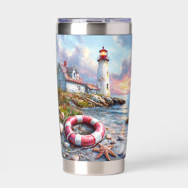 Küstenserinität bei Sonnenuntergang – Leuchtturm Thermobecher