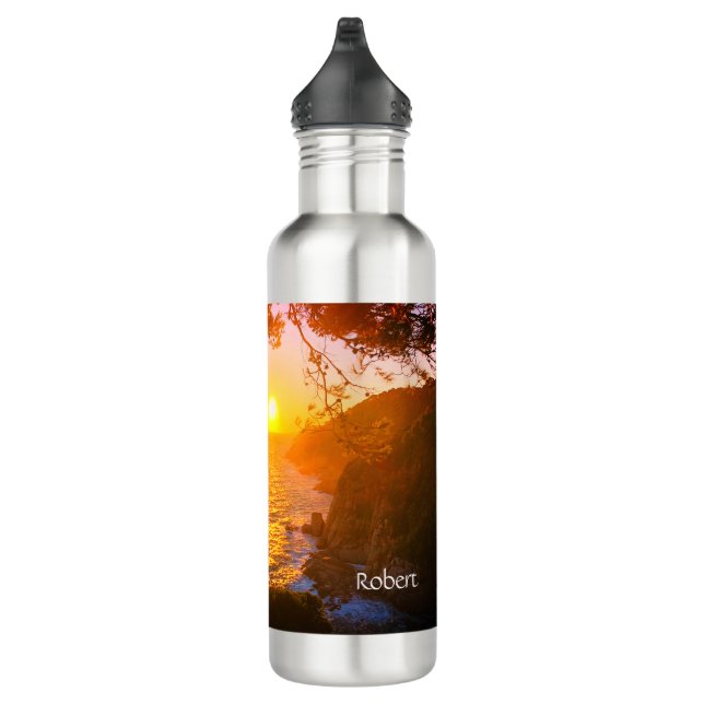 Küstensicht, Abend aus hellem Edelstahl Edelstahlflasche (Rechts)