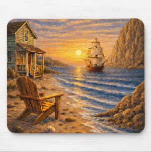 Küstensonnenuntergangs-Segelmäuseunterlage Mousepad
