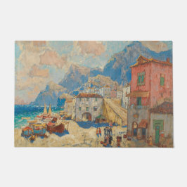 Küstenstadt in Spanien (Vintage spanische Landscha Fußmatte