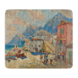 Küstenstadt in Spanien (Vintage spanische Landscha Schneidebrett