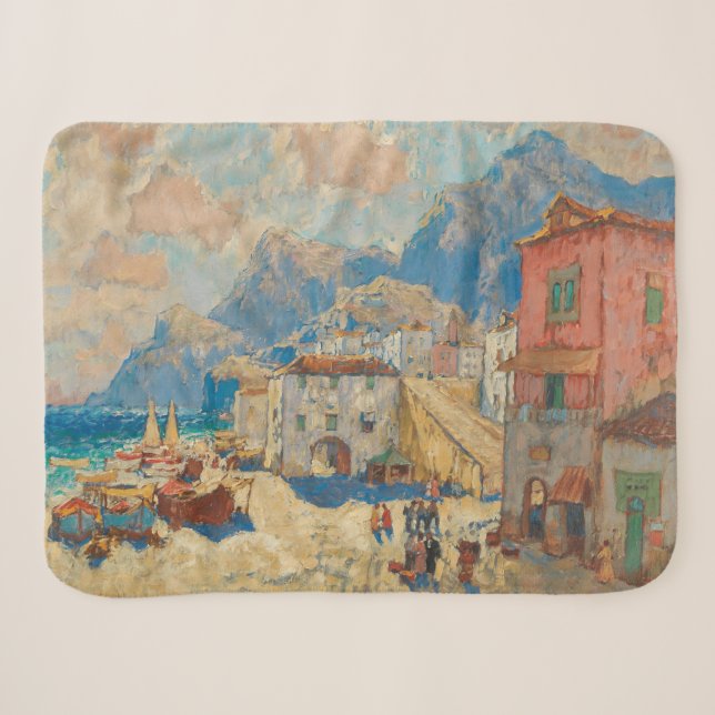 Küstenstadt in Spanien (Vintage spanische Landscha Sherpadecke (Vorderseite (Horizontal))